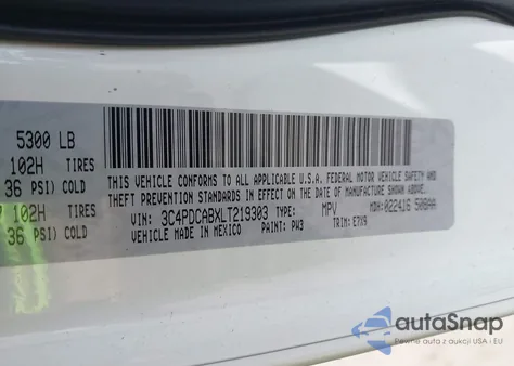 2020 Dodge Journey Se Value from USA, damaged, VIN 3C4PDCABXLT219303